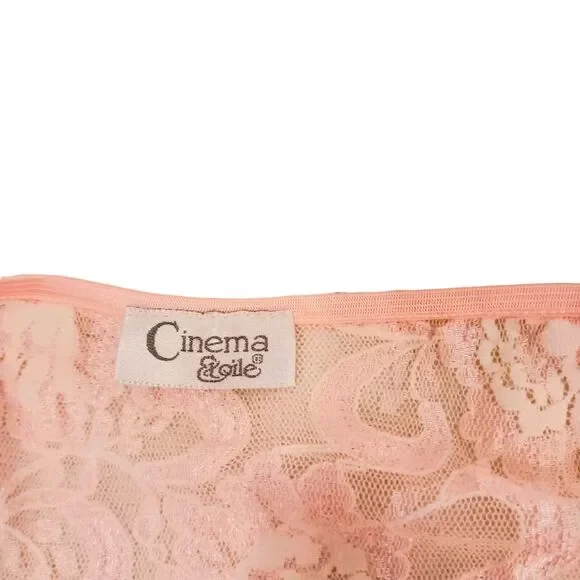 VTG CINEMA ETOILE Pink Stretchy Lace Chemise Nightgown Lingerie SZ M BEAUTIFUL - Picture 15 of 16